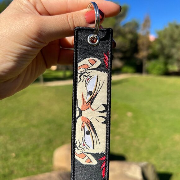 Anime Embroidered Keychain Strap – Double-Sided Black Fabric Accessory - Picture 4 of 4